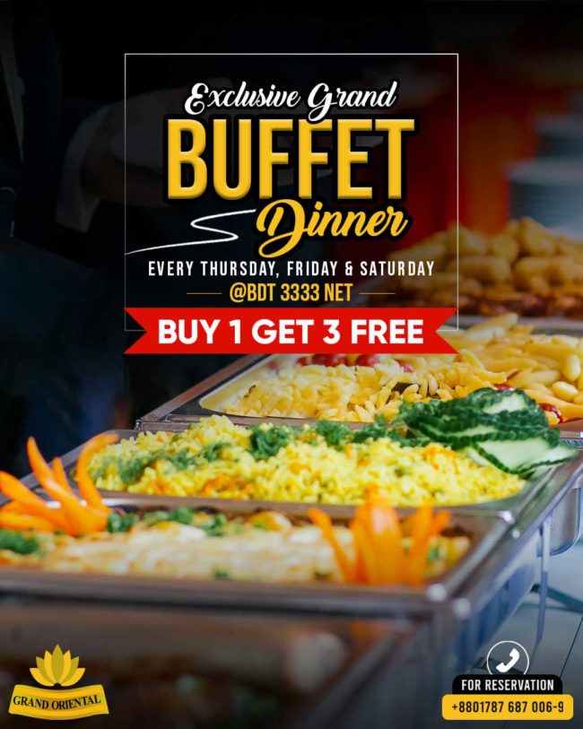 Buy 1 Get 3 Free Buffet Dinner at Grand Oriental Hotel