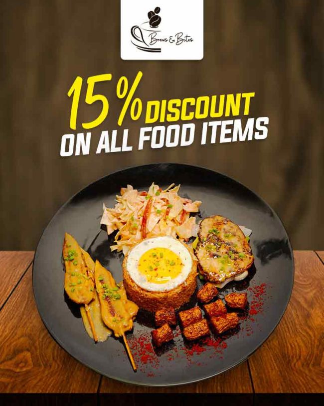 15% Discount on All Items at Brews & Bites