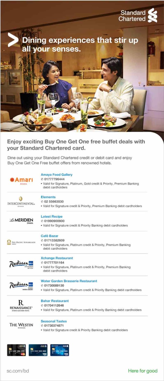 Buy 1 Get 1 Free Buffer with your Standard Chartered Card