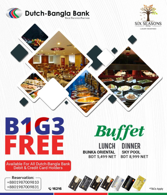 Buy 1 Get 3 Free Buffet Lunch and Dinner at Six Seasons