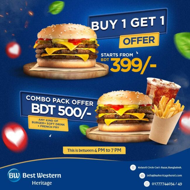 Buy 1 Get 1 offer and Combo Pack Offer at Best Western Heritage.