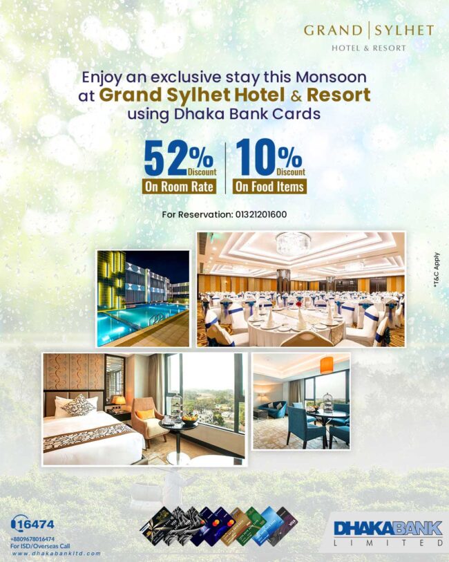 Get 52% Discount on Room Rate at Grand Sylhet Hotel & Resort