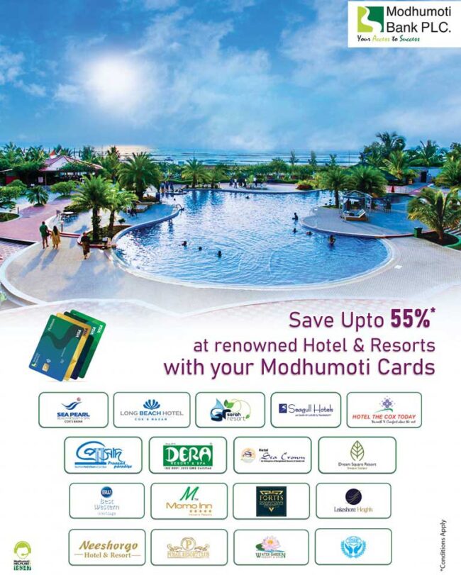 Up to 55% at Hotel and Resorts with Your Modhumoti Cards