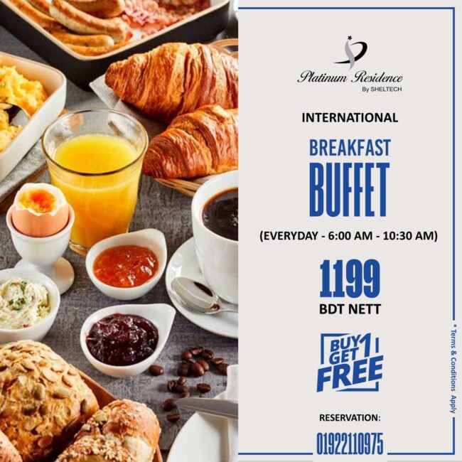 Buy 1 Get 1 Free Buffet Breakfast offer at Platinum Residence